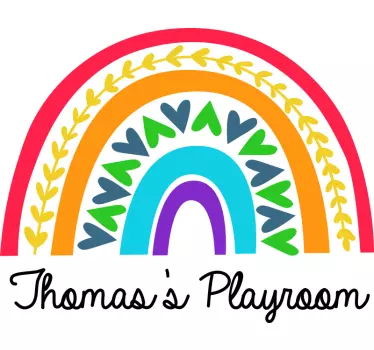 Patterned personalized rainbow playroom baby wall sticker - TenStickers