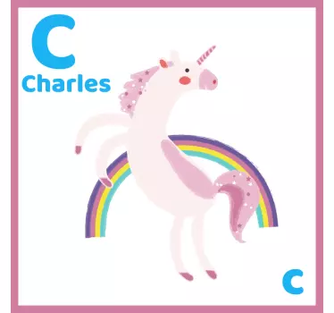 Rainbow unicorn initial  animal wall decal - TenStickers