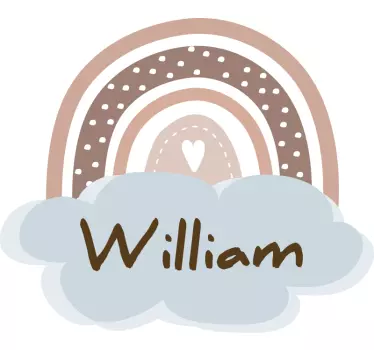 Brown personalised rainbow baby wall sticker - TenStickers