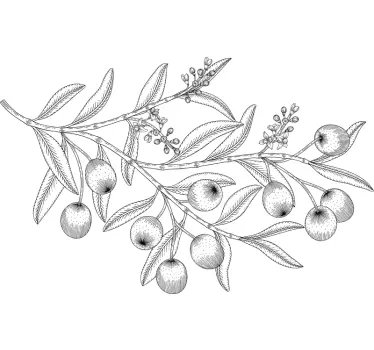 Olive tree branches tree wall decal - TenStickers