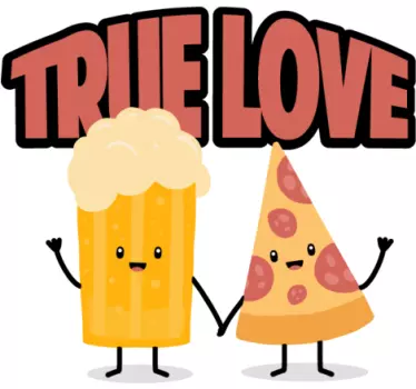 Beer and Pizza true love drink wall decal - TenStickers