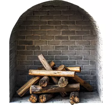 Fireplace modern brick object wall decal - TenStickers