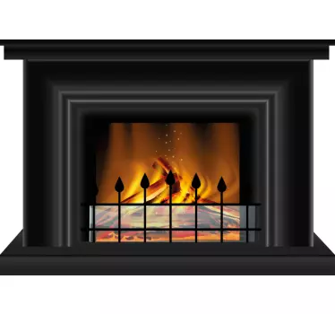 Fireplace black object wall sticker - TenStickers