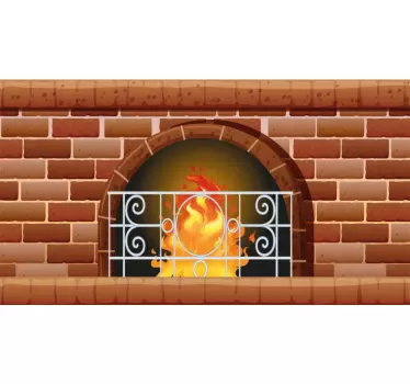 Fireplace brick gate object wall sticker - TenStickers
