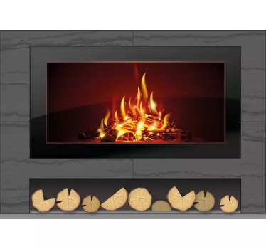 Fireplace with logs object wall decal - TenStickers
