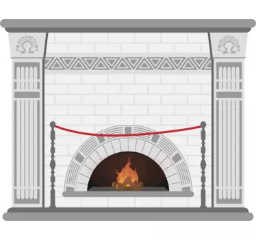 Fireplace white bricks object wall sticker - TenStickers