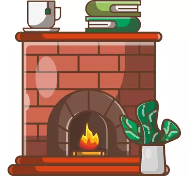 Fireplace Brick cosy object wall sticker - TenStickers