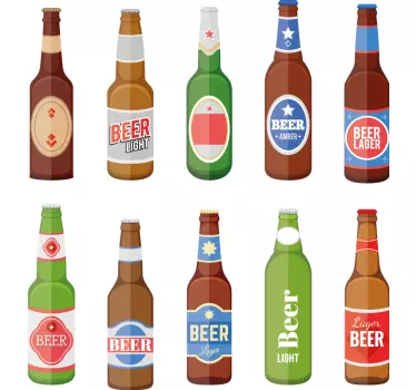 Beer bottles drink wall vinyl sticker - TenStickers