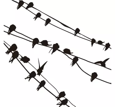 Birds Telephone Lines Wall Sticker - TenStickers