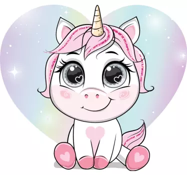Cute cartoon unicorn love hearts fairy tale wall decal - TenStickers