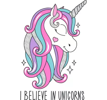 Unicorn believe in unicorn cartoon fairy tale wall decal - TenStickers