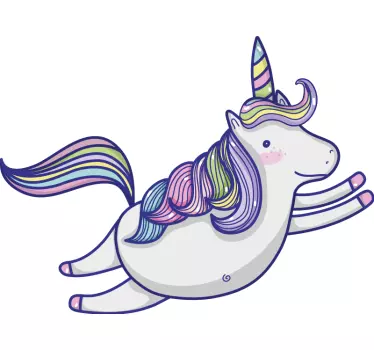 Cute happy round unicorn fairy tale wall decal - TenStickers