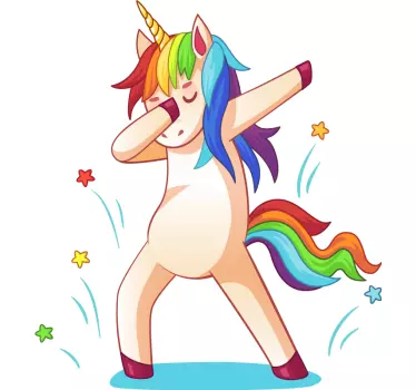 Dabbing rainbow unicorn wall stickers for kid - TenStickers