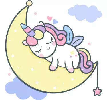 Sleepy unicorn moon wall stickers for kid - TenStickers