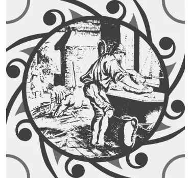 Object sticker vintage craft scene - TenStickers