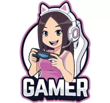 Gamer anime girl illustration wall art - TenStickers