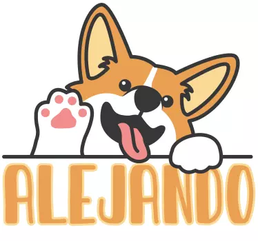 Happy corgi face wall sticker - TenStickers