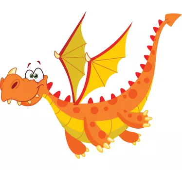 Orange dragon dinosaur wall sticker - TenStickers