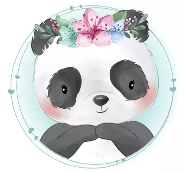 Wall stickers for kid panda floral design - TenStickers