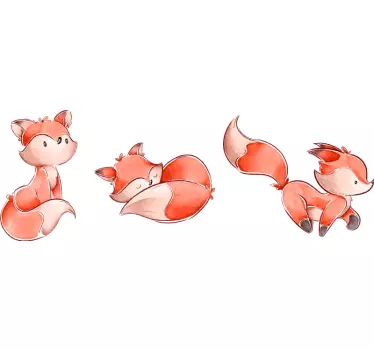 Set of watercolour foxes wild animal sticker - TenStickers