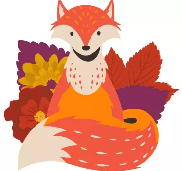 Fox in autumn leaves wild animal sticker - TenStickers
