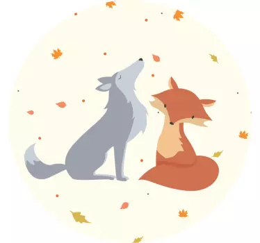 Fox and wolf wild animal wall sticker - TenStickers