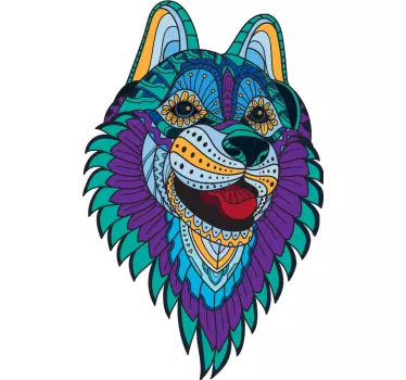 Tribal fox head wild animal sticker - TenStickers