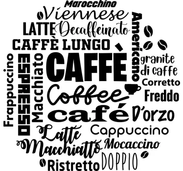 Coffee types drink wall sticker - TenStickers