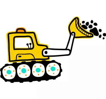 Excavator simple cartoon yellow and black toy decal - TenStickers