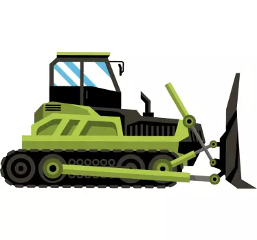 Excavator bulldozer green cartoon for kids toy decal - TenStickers