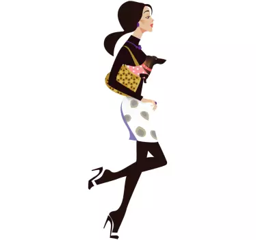 Lady and Little Dog Shopping Decal - TenStickers