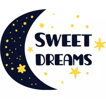 Sweet dreams with moon and stars text wall decal - TenStickers