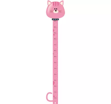 Kids Pink Cat Height Chart Sticker - TenStickers