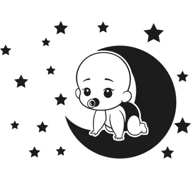 Crawling baby moon wall stickers for kid - TenStickers