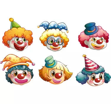 different faces clown Kids Bedroom Wall Sticker - TenStickers