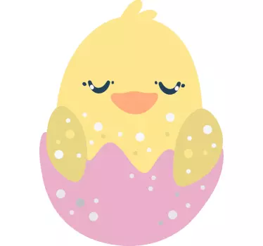 Yellow chick hatching illustration sticker - TenStickers