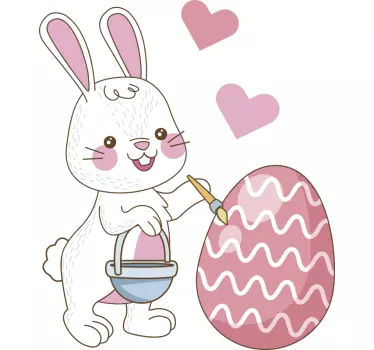 Easter bunny painting colorful egg wall decor - TenStickers
