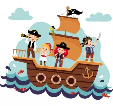 Kids pirates illustration wall art - TenStickers