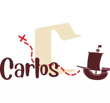 Personalised pirate adventure wall stickers for kid - TenStickers