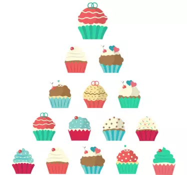 Cuisine wall sticker colorful cupcake display - TenStickers