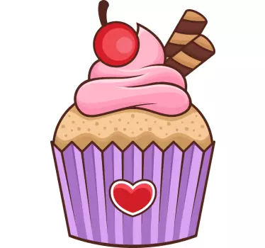 Cuisine wall sticker cupcake with cherry - TenStickers