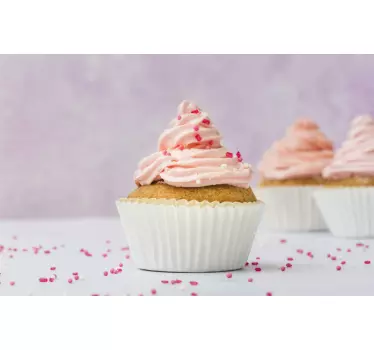 Pink cupcake photo laptop stickers - TenStickers