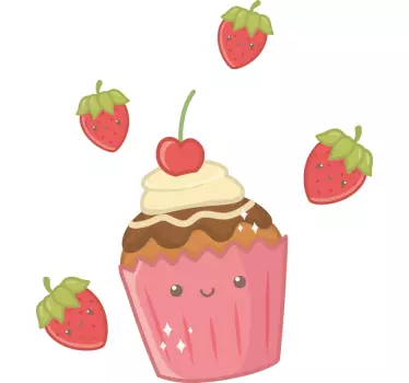 Cupcakes and strawberries food wall sticker - TenStickers