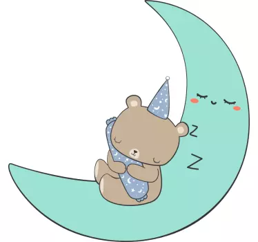 Sleepy bear moon wall stickers for kid - TenStickers