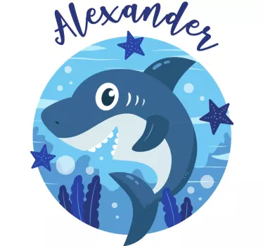 Friendly shark character wall sticker - TenStickers
