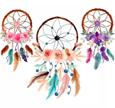 Three floral dreams catcher object wall decal - TenStickers