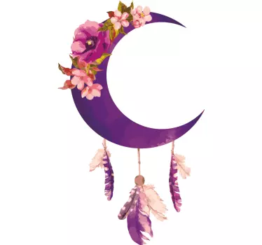 Floral dream catcher with moon object wall sticker - TenStickers