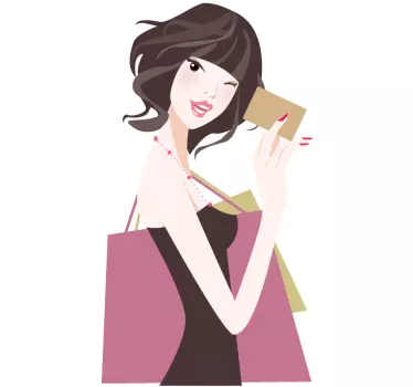 Lady Shopping with Credit Card Wall Sticker - TenStickers