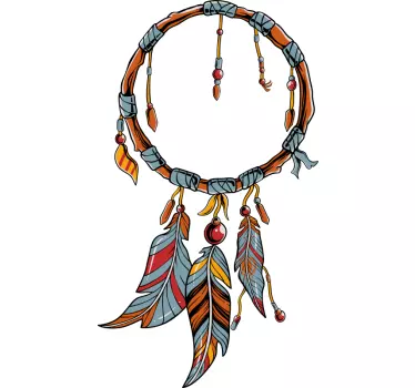 Dreamcatcher with multicolor feathers object wall sticker - TenStickers