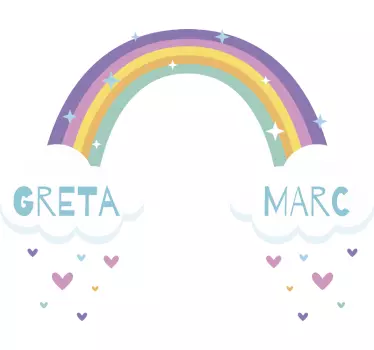 Rainbow with two personalized names wall art - TenStickers